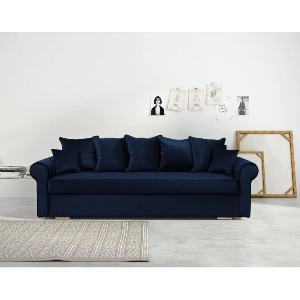 SCHLAFSOFA VIVIA, Sofa mit Schlaffunktion und Bettkasten, Farbe: Blau, Veloursstoff - Blau, Textil (237/100/85cm) - Sepro Meble