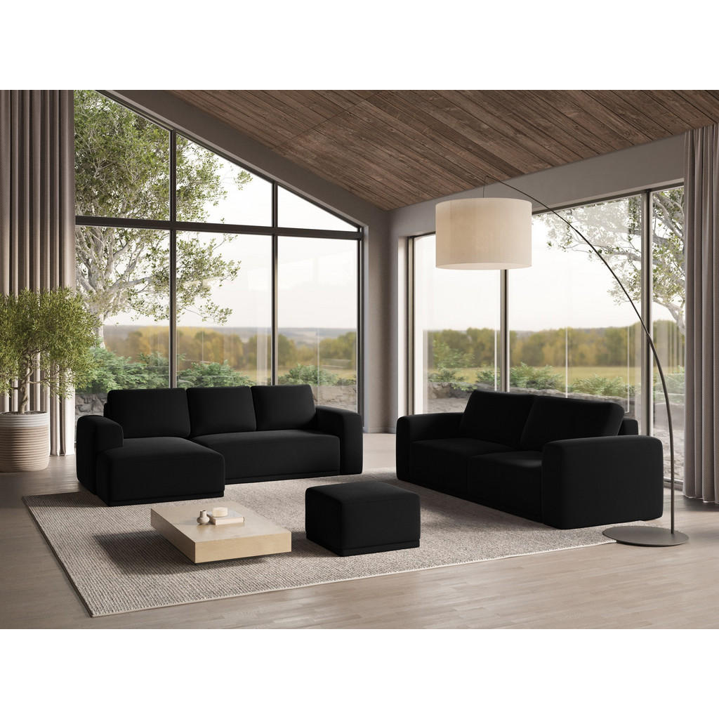 Thumbnail - Makamii Ecksofa, Schwarz, Textil, 3-Sitzer, Füllung: Schaumstoff, L-Form, Ottomane links, 258x160 cm, Made in EU, Wohnzi...