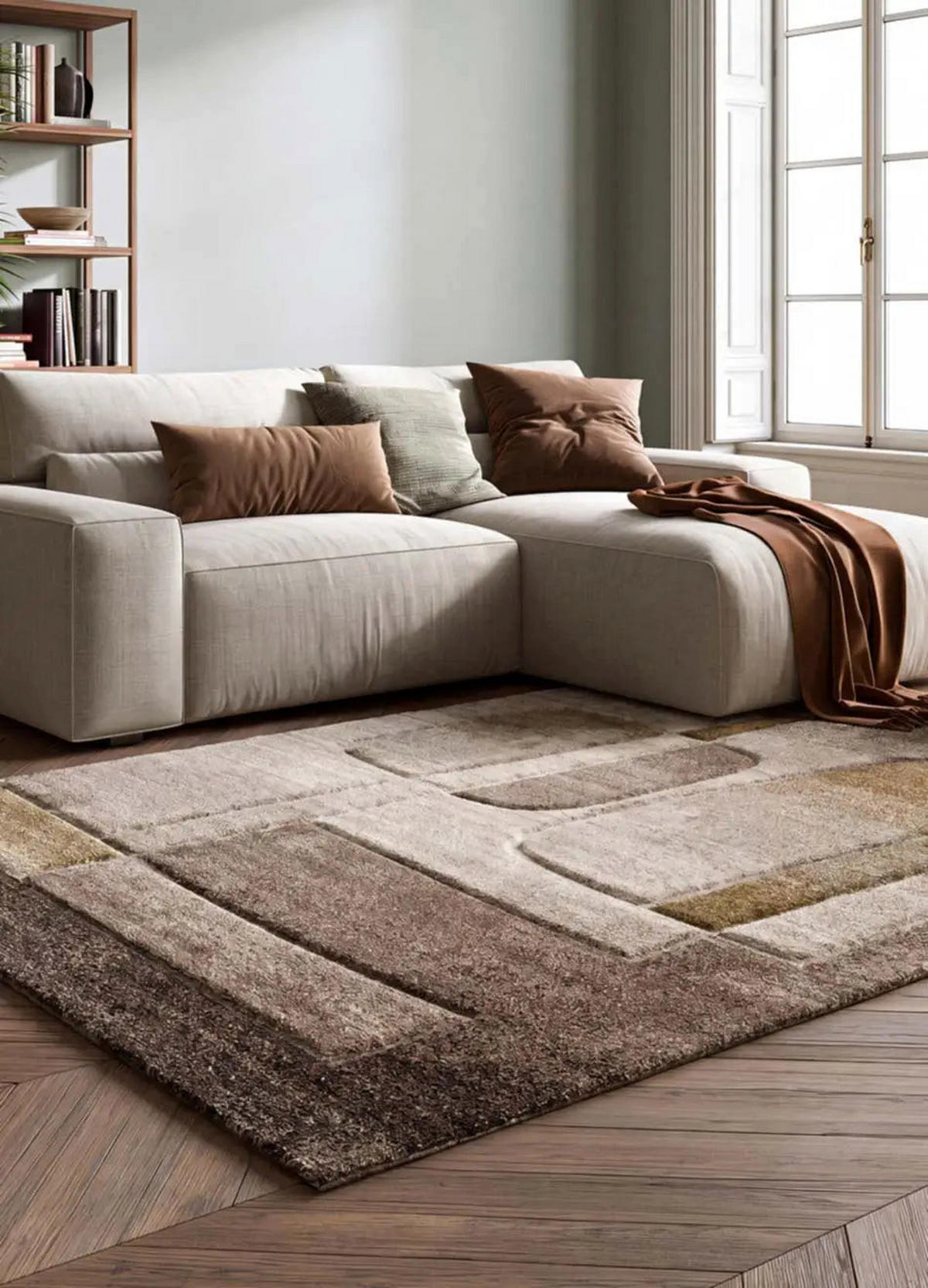 HOCHFLORTEPPICH Beige / Braun Teva 160/235 cm - Braun, Textil (160/235cm) - Atticgo