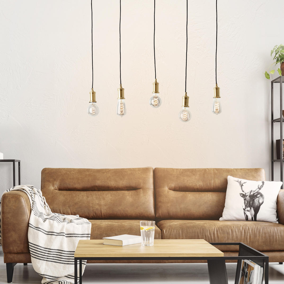 PENDELLEUCHTE Darcia 99814/06 - Schwarz, Holz (95/34.8/133cm) - Brilliant