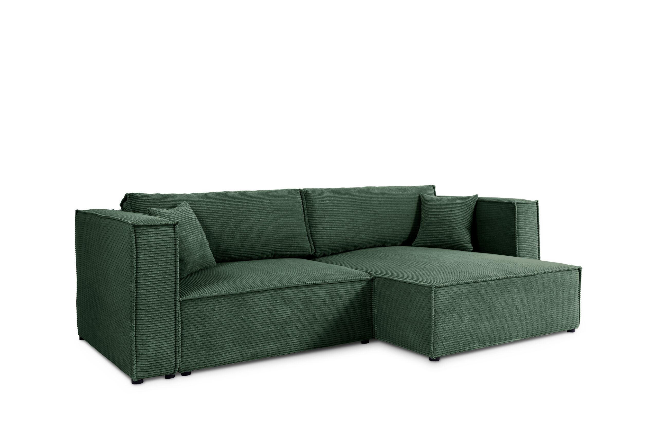 ECKSOFA mit Schlaffunktion Cord Grün - Grün, Textil (245/148cm) - Furnisell