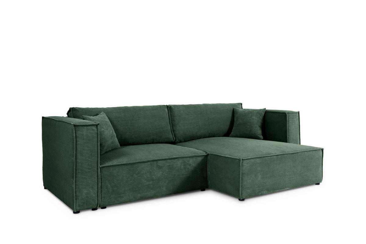 ECKSOFA mit Schlaffunktion Cord Grün - Grün, Textil (245/148cm) - Furnisell