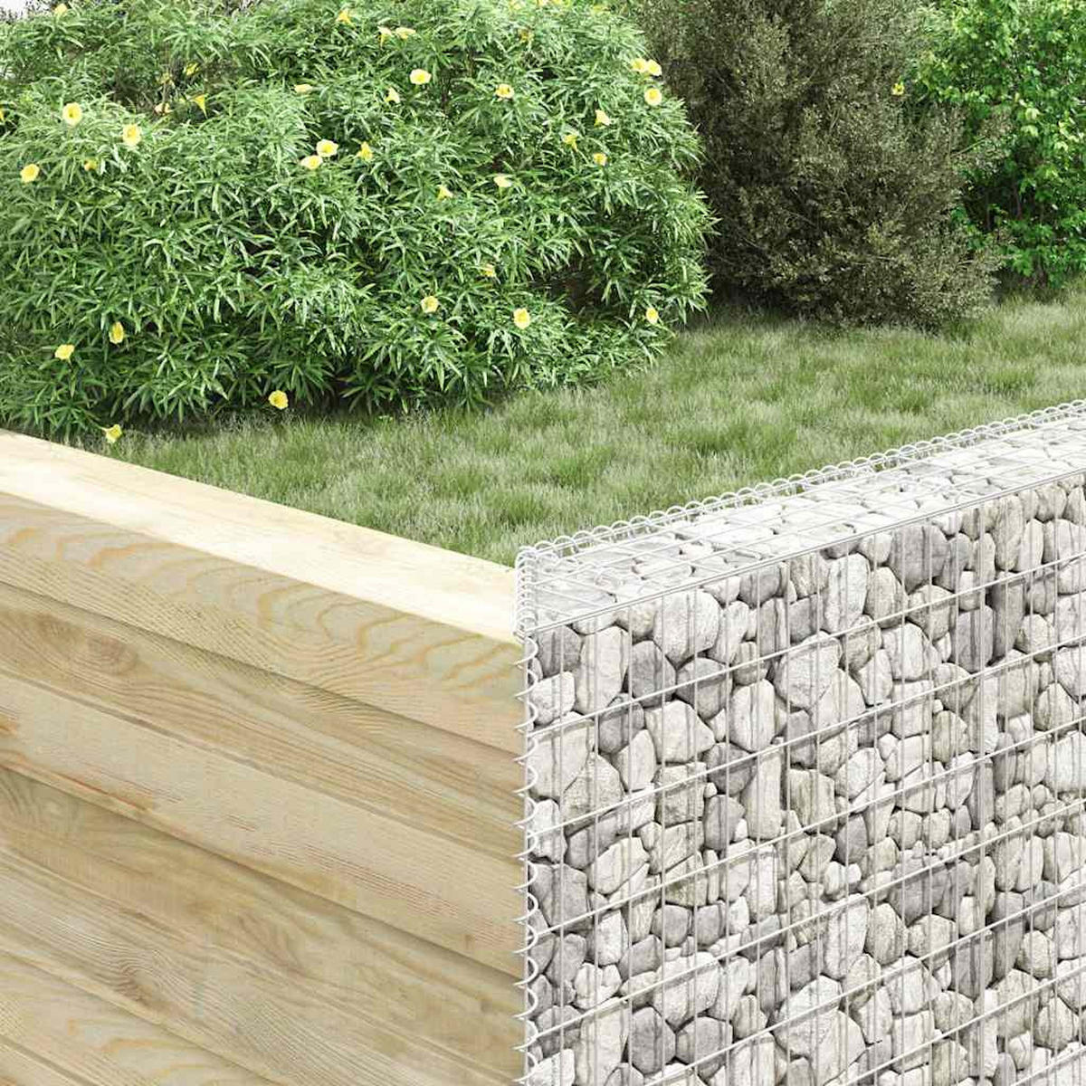 GABIONEN-HOCHBEET Trapezform Verzinkter Stahl 150x20x100 cm - Silberfarben, Metall (20/100/150cm) - furnicato