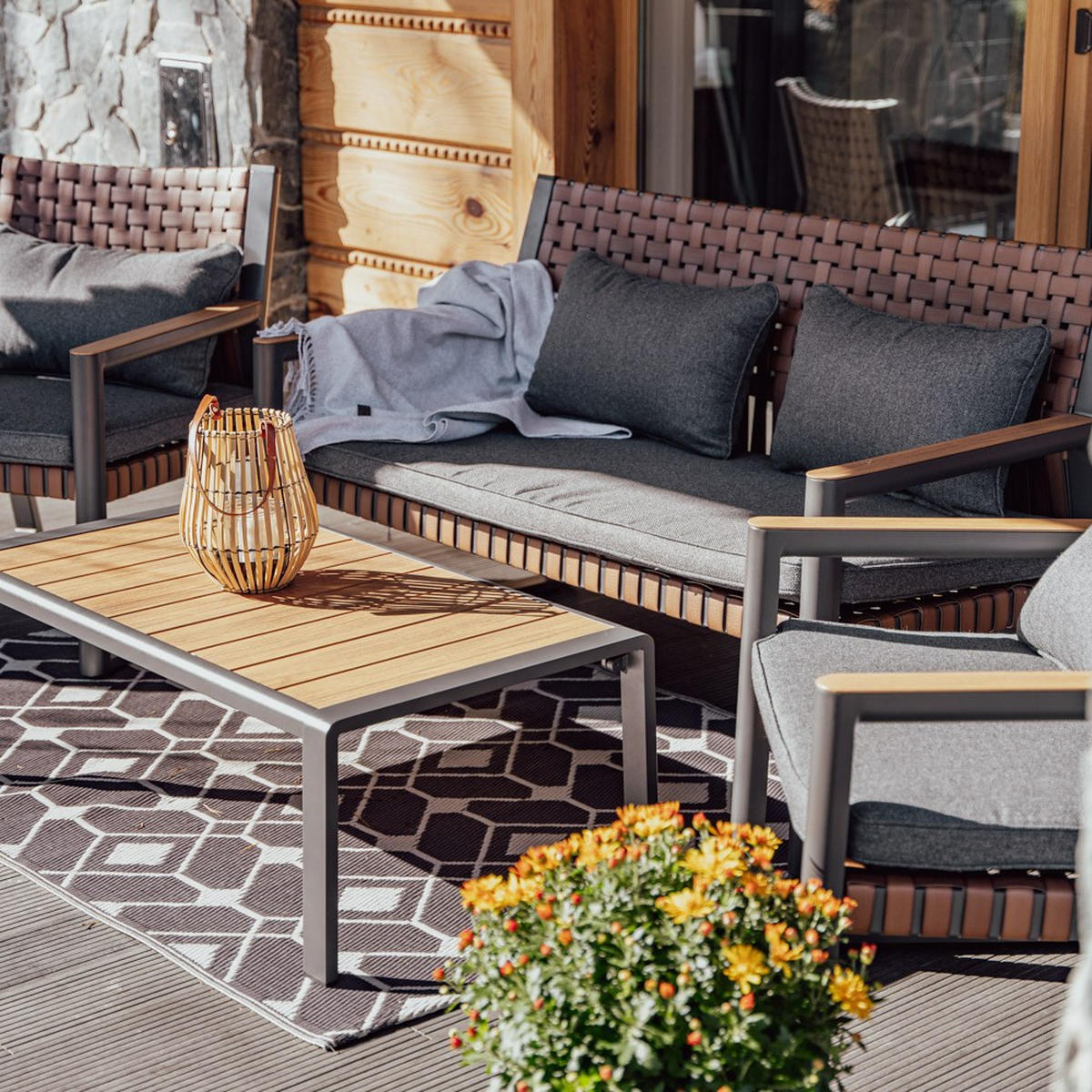 SET DE MOBILIER DE GRĂDINĂ TEXAS pentru 6 persoane - gri, compozit lemnos - RAUMHIRSCH FURNITURE