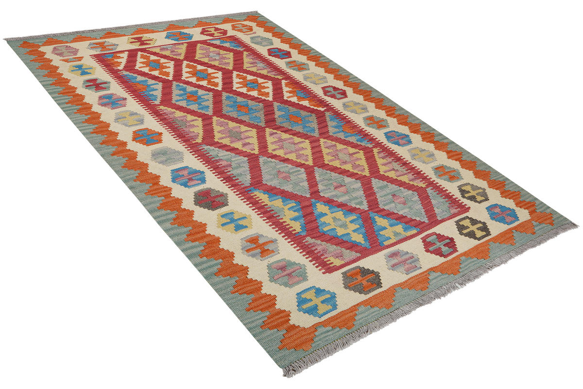 HANDWEBTEPPICH Kelim Gashgai Rot 187/122 cm Schurwolle - Rot, Textil (122/187cm) - Looma