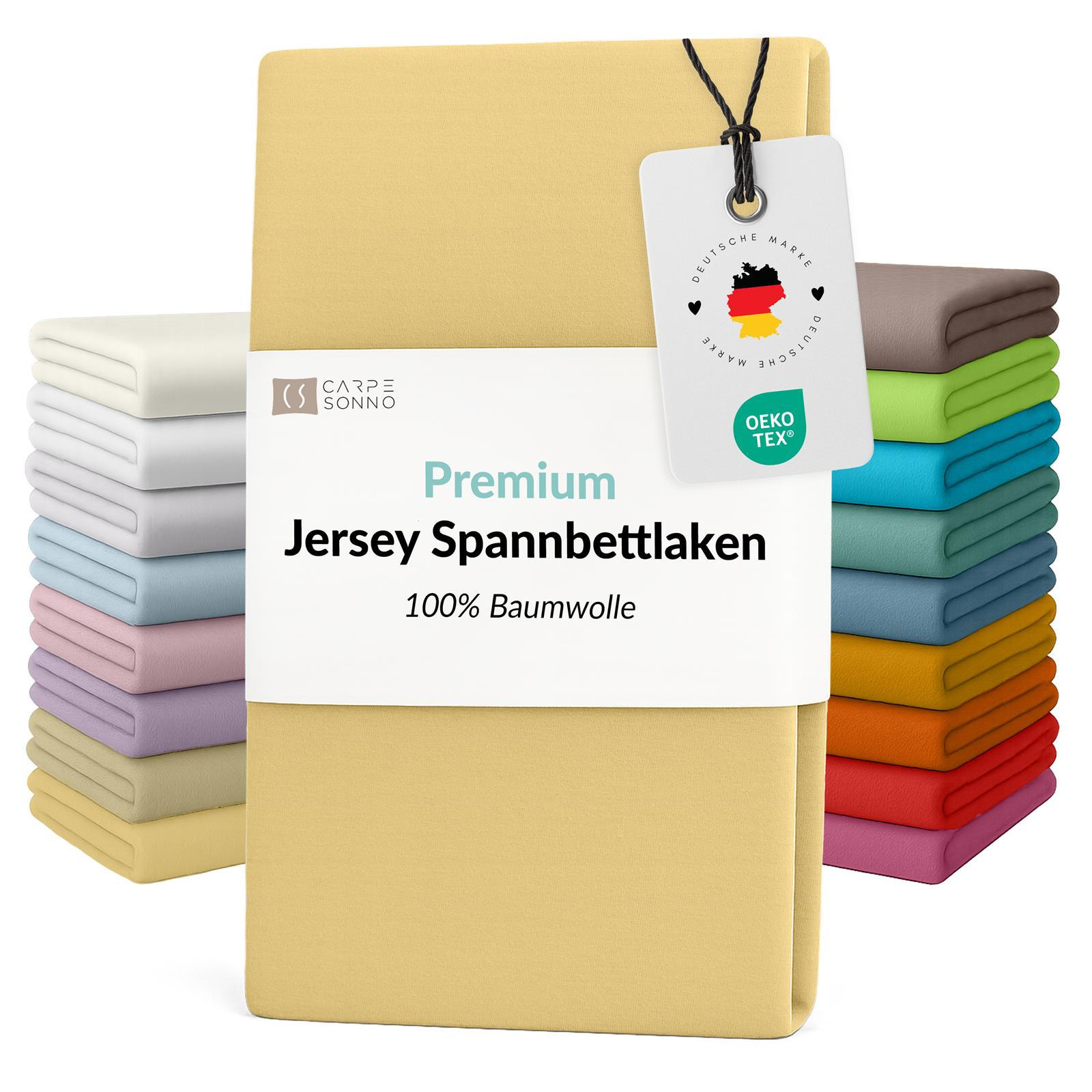 JERSEY-SPANNBETTLAKEN 140x200 - 160x200 Feine Bettlaken aus 100% Baumwolle, Spannbetttuch Laken Uni Gelb - Gelb, Textil (140/200cm) - Carpe Sonno