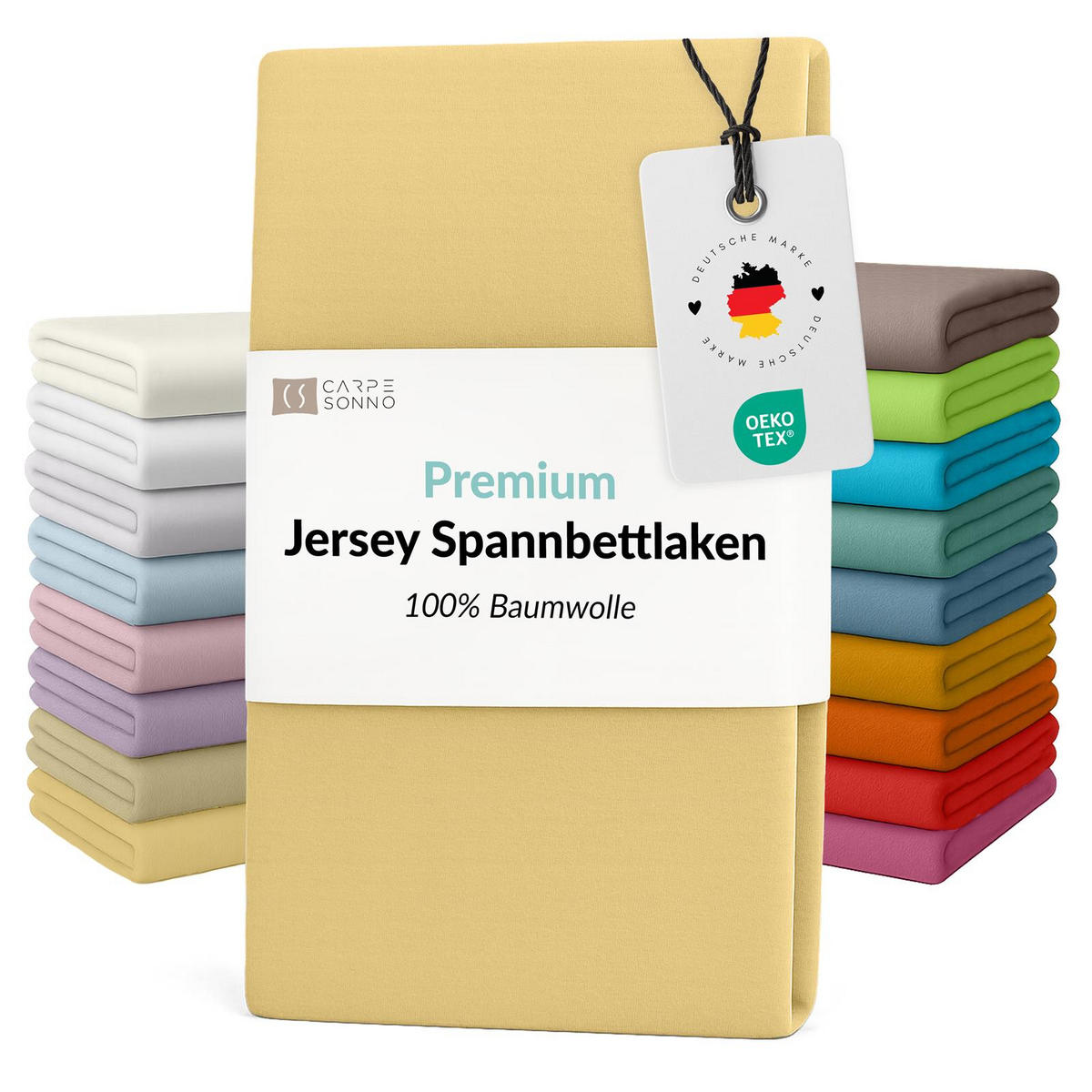 JERSEY-SPANNBETTLAKEN 140x200 - 160x200 Feine Bettlaken aus 100% Baumwolle, Spannbetttuch Laken Uni Gelb - Gelb, Textil (140/200cm) - Carpe Sonno