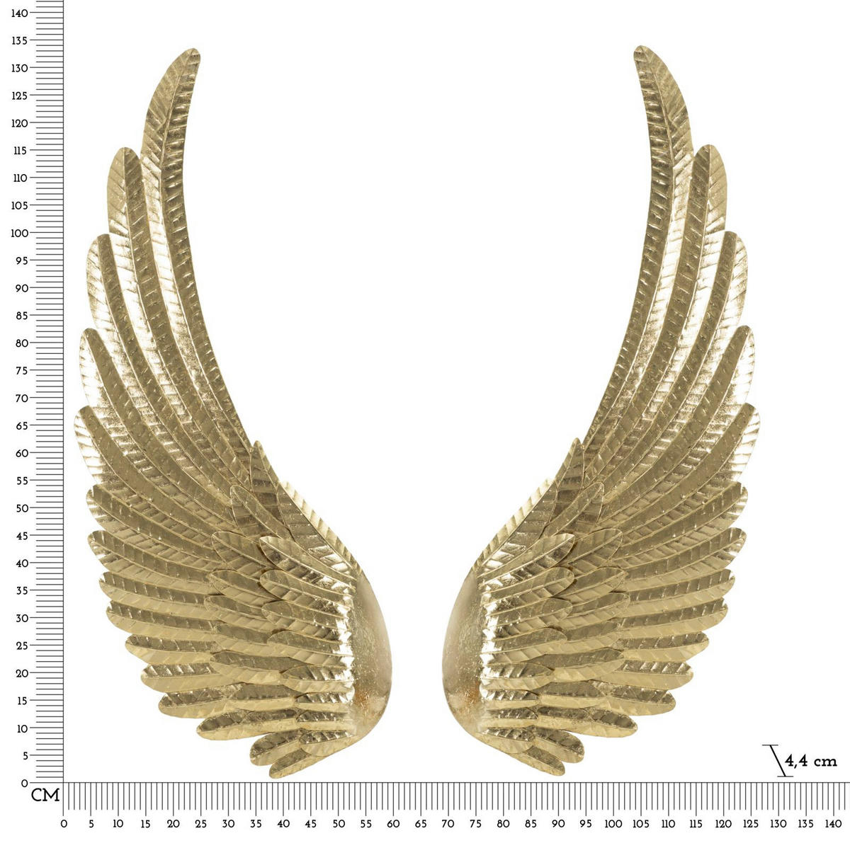 WANDDEKORATIONEN IM 2ER-SET Wings Amy, goldfarben, Eisen - Goldfarben, Metall (60/130/4.4cm) - Mauro Ferretti