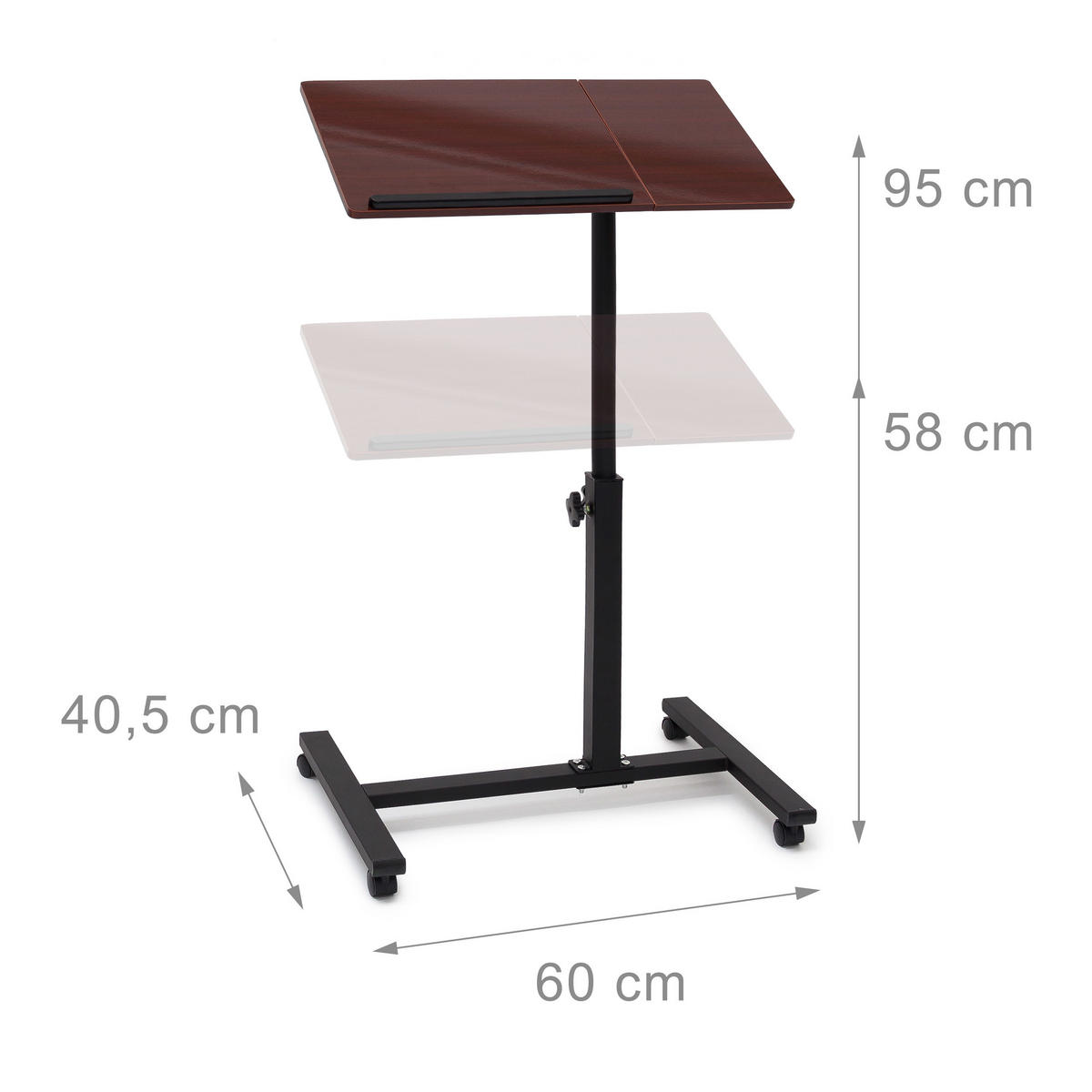 LAPTOPTISCH Rot höhenverstellbar - Braun, Holzwerkstoff/Metall (40.5/60/95cm) - Relaxdays