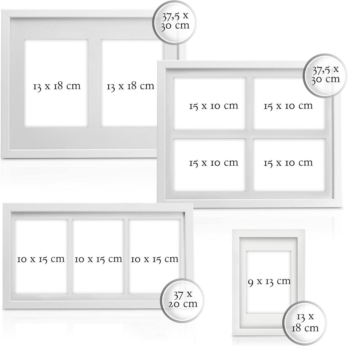 BILDERRAHMEN Galeria MDF Weiß (7tlg) - Weiß, Holzwerkstoff (22/35/42cm) - BoMoe