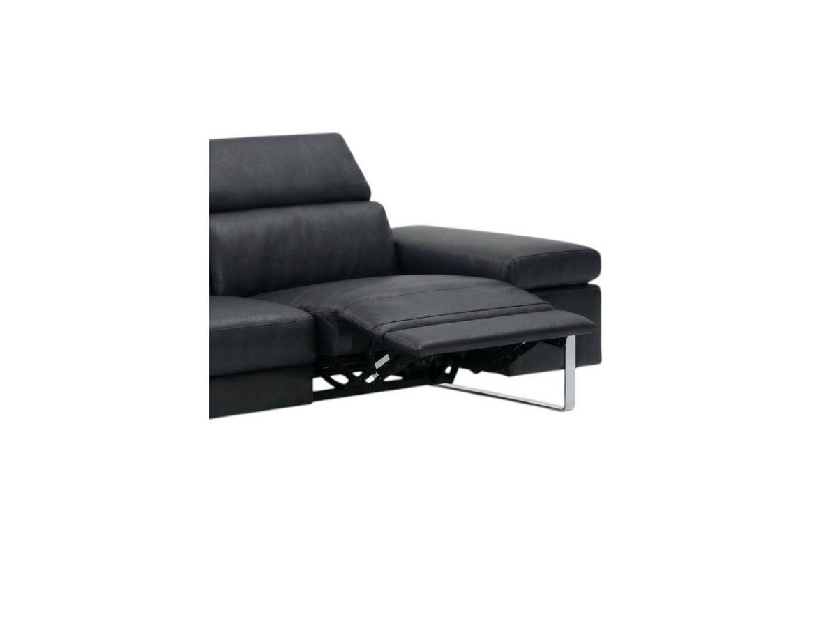 2-SITZER Sofa Opera Echtleder mit 1 x Relaxfunktion Schwarz - Schwarz, Leder/Metall (195/75/109cm)