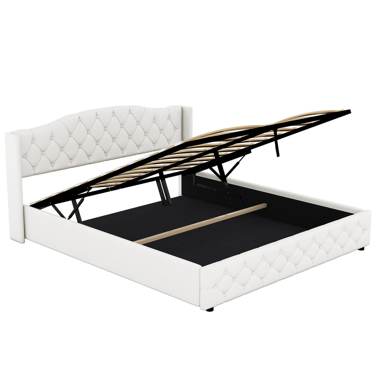 BETT mit Bettkasten 180x200 cm Beige - Beige, Metall (180/200cm) - Meubliv