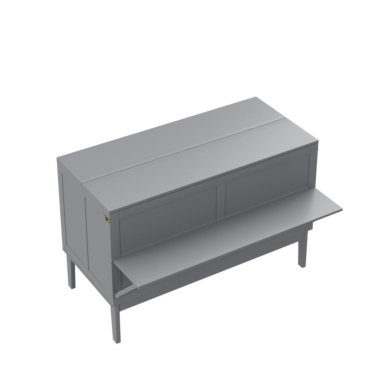 SCHRANKBETT 140/200 cm grau mit Lattenrost und Hochschrank-Design - Grau, Holz (140/200cm) - OKWISH