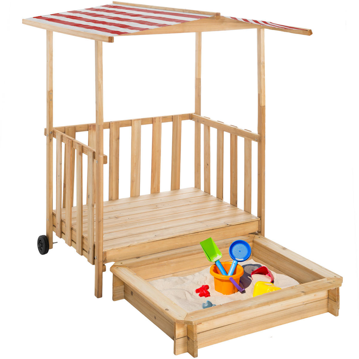 SANDKASTEN Gretchen,106 x 105 x 137 cm,rot - Rot, Holz (106/105/137cm) - tectake