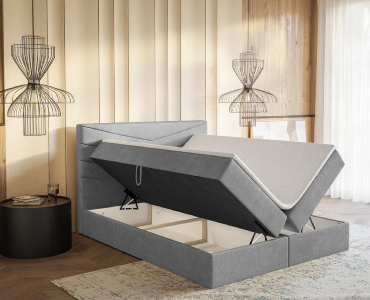 BETT Grau G6 Mit Bettkasten 180x200 cm - Grau, Textil (180/200cm) - Sepro Meble
