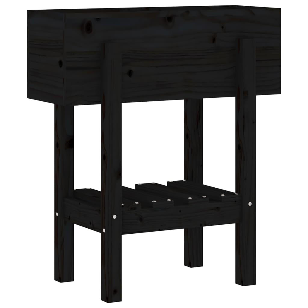 PFLANZKÜBEL Schwarz 62x30x69 cm Massivholz Kiefer - Schwarz, Holz (62/69/30cm)