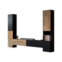 WOHNWAND Capital - Eiche Wotan/Schwarz, Holzwerkstoff (200/31/30cm) - MIRJAN24