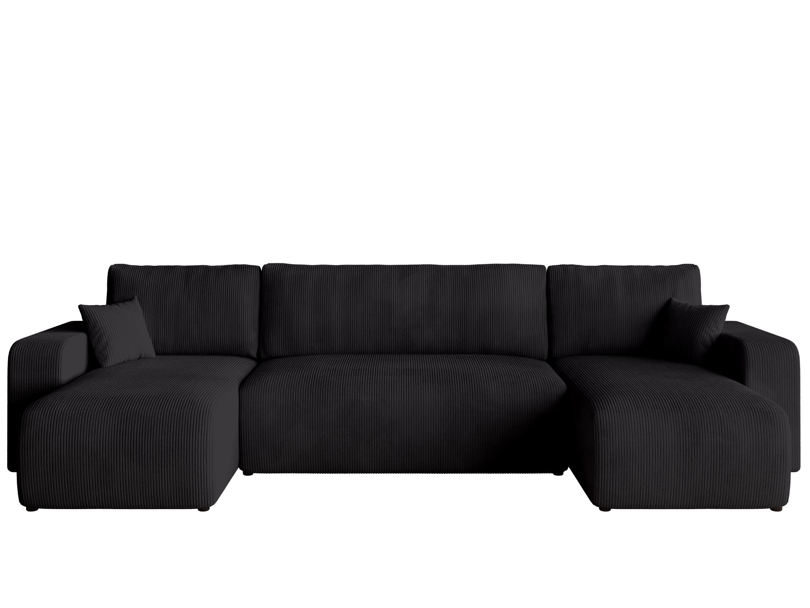 WOHNLANDSCHAFT PUMI mit Schlaffunktion Schwarz Cord - Schwarz, Textil (312/82/148cm) - Bromarkt