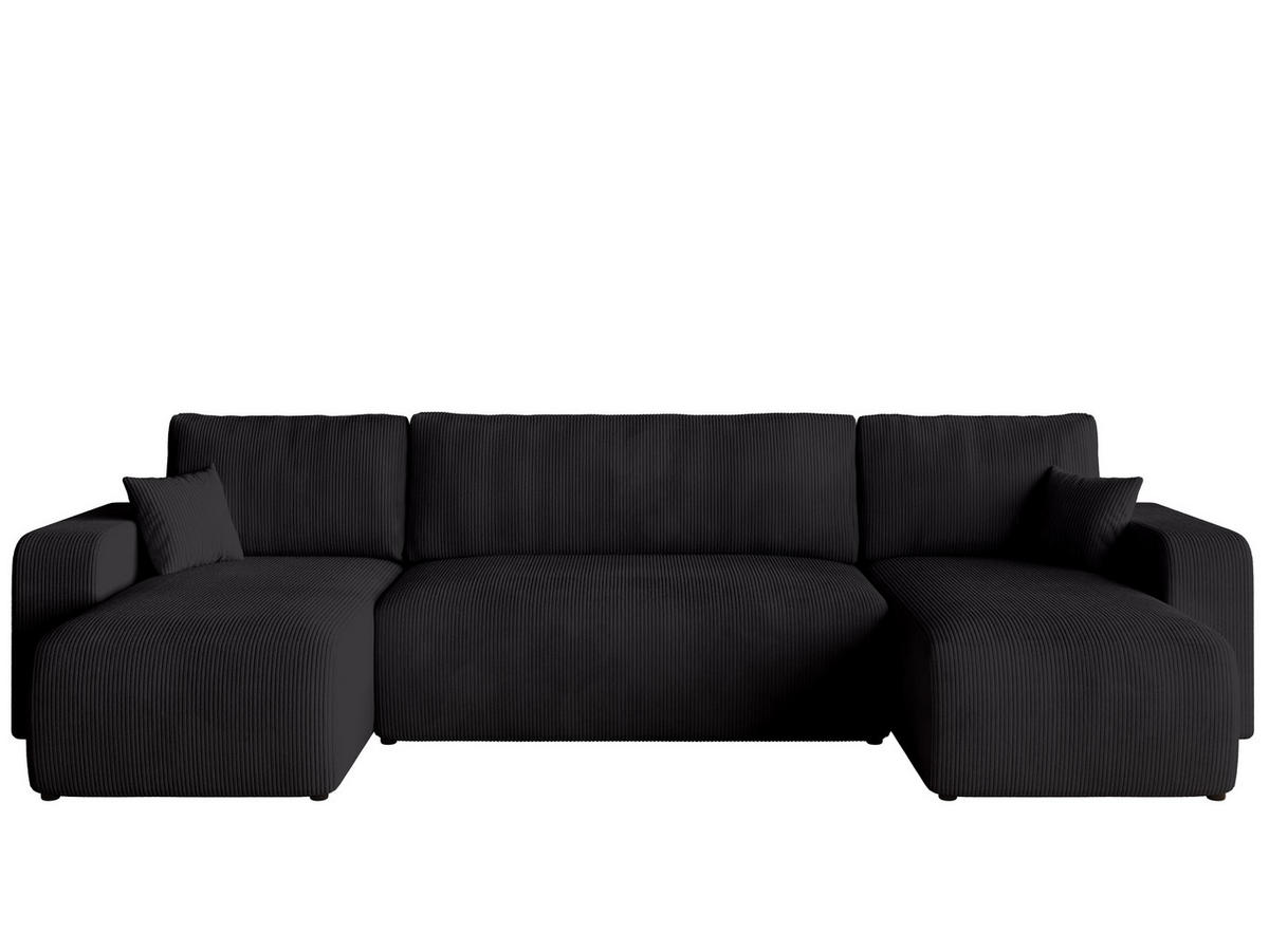WOHNLANDSCHAFT PUMI mit Schlaffunktion Schwarz Cord - Schwarz, Textil (312/82/148cm) - Bromarkt