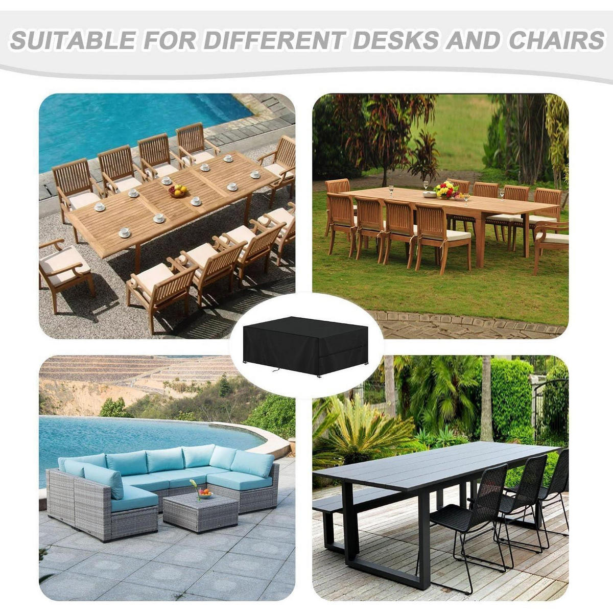 ABDECKHAUBE Gartenmöbel 420D Oxford 200 x 100 x 75 cm Schwarz - Schwarz, Textil (100/75/200cm)