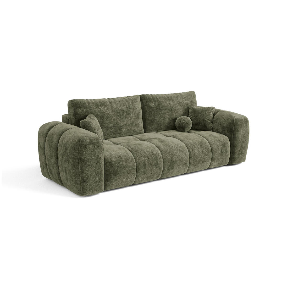 SCHLAFSOFA mit Stauraum SKY Geprägter Samt Vintage-Grün 260cm - Dunkelgrün/Grün, Textil (260/75/100cm) - Premium Interiors