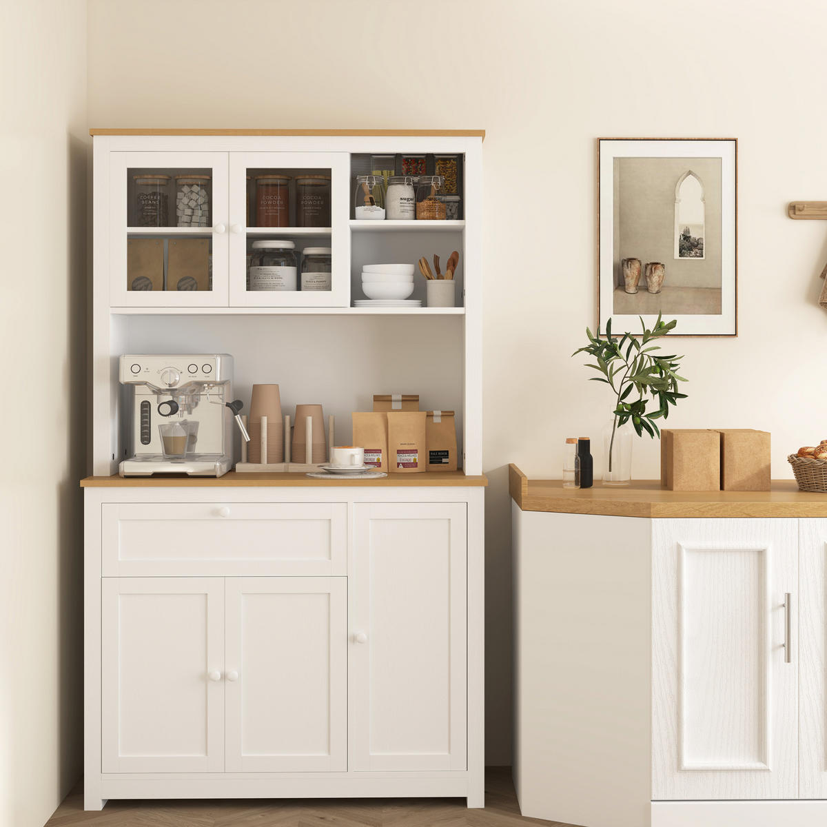 KÜCHENSCHRANK aus MDF 100/40/180 cm Weiß - Weiß, Holzwerkstoff (40/180/100cm) - HOMCOM