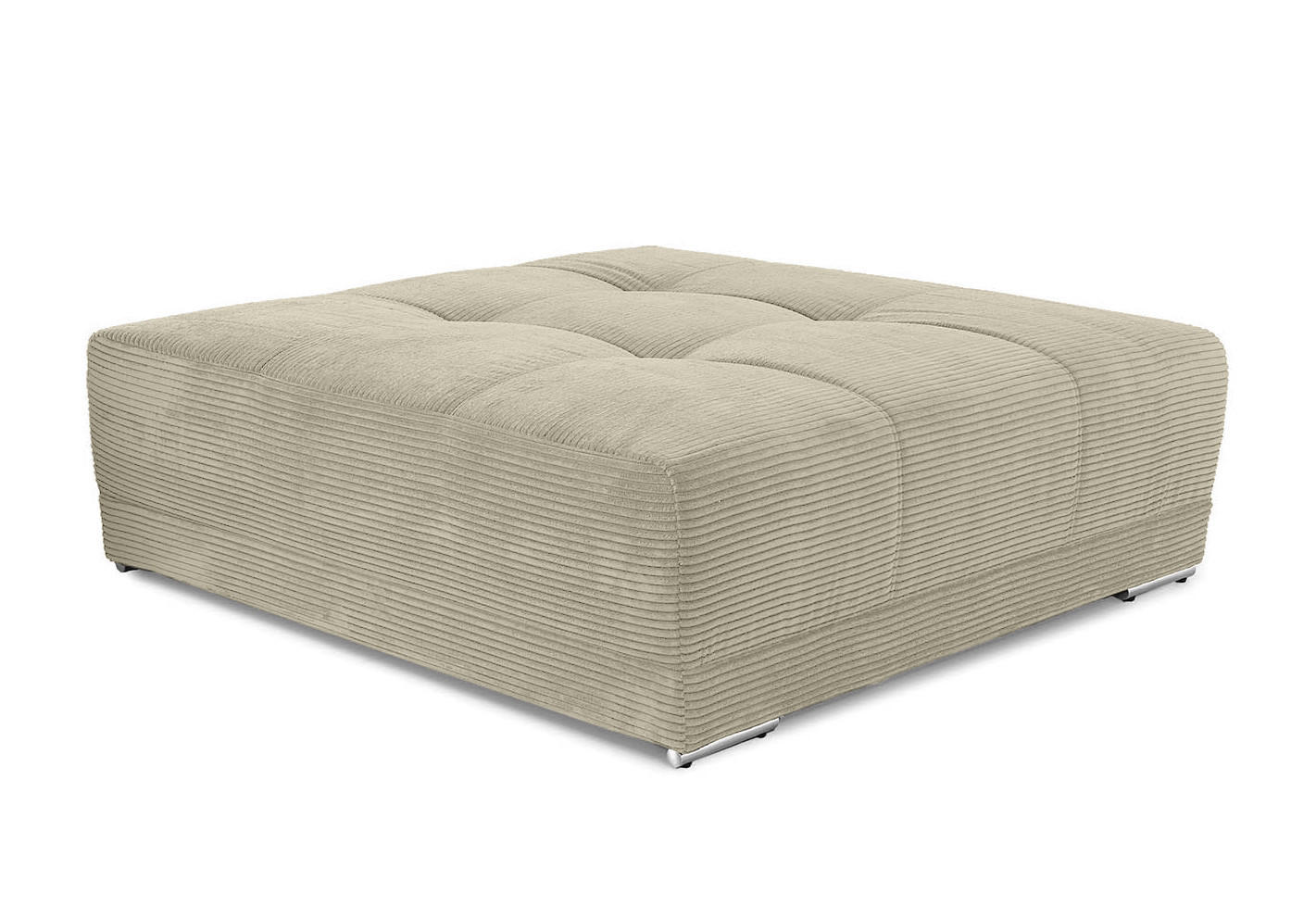luma-home ČALOUNĚNÁ STOLIČKA XXL s pružinovým jádrem, šířka 120 cm, hloubka 120 cm, výška 39 cm (hodí se k pohovce BIG-SOFA) – manšestr, béžovo-šedá /