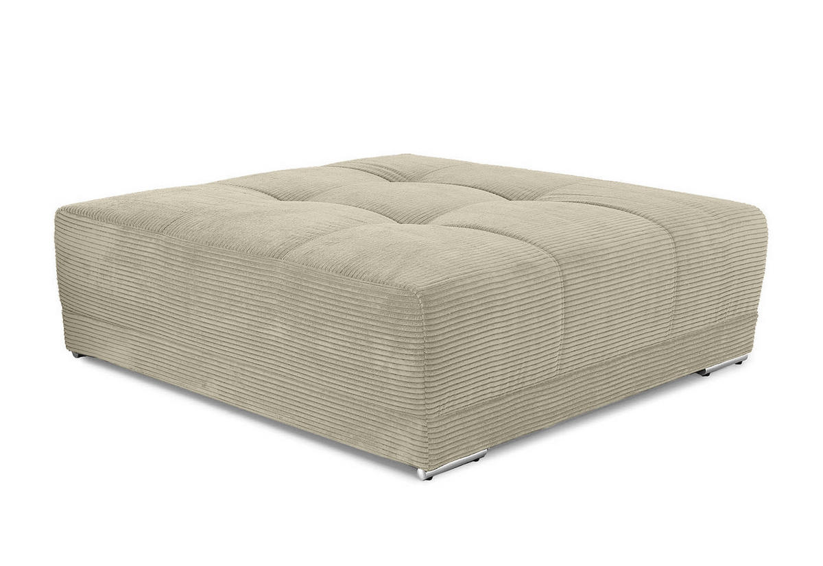 XXL-HOCKER Federkern B120/T120/H39 cm (passend zum BIG-SOFA) Cord Beige Grau / 15177 - Chromfarben/Greige, Textil/Metall (120/39/120cm) - luma-home