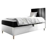 BOXBETT Maja Junior 1, Seite zum Öffnen des Bettkastens: Rechts - Schwarz/Weiß, Holz (90/200cm) - MIRJAN24
