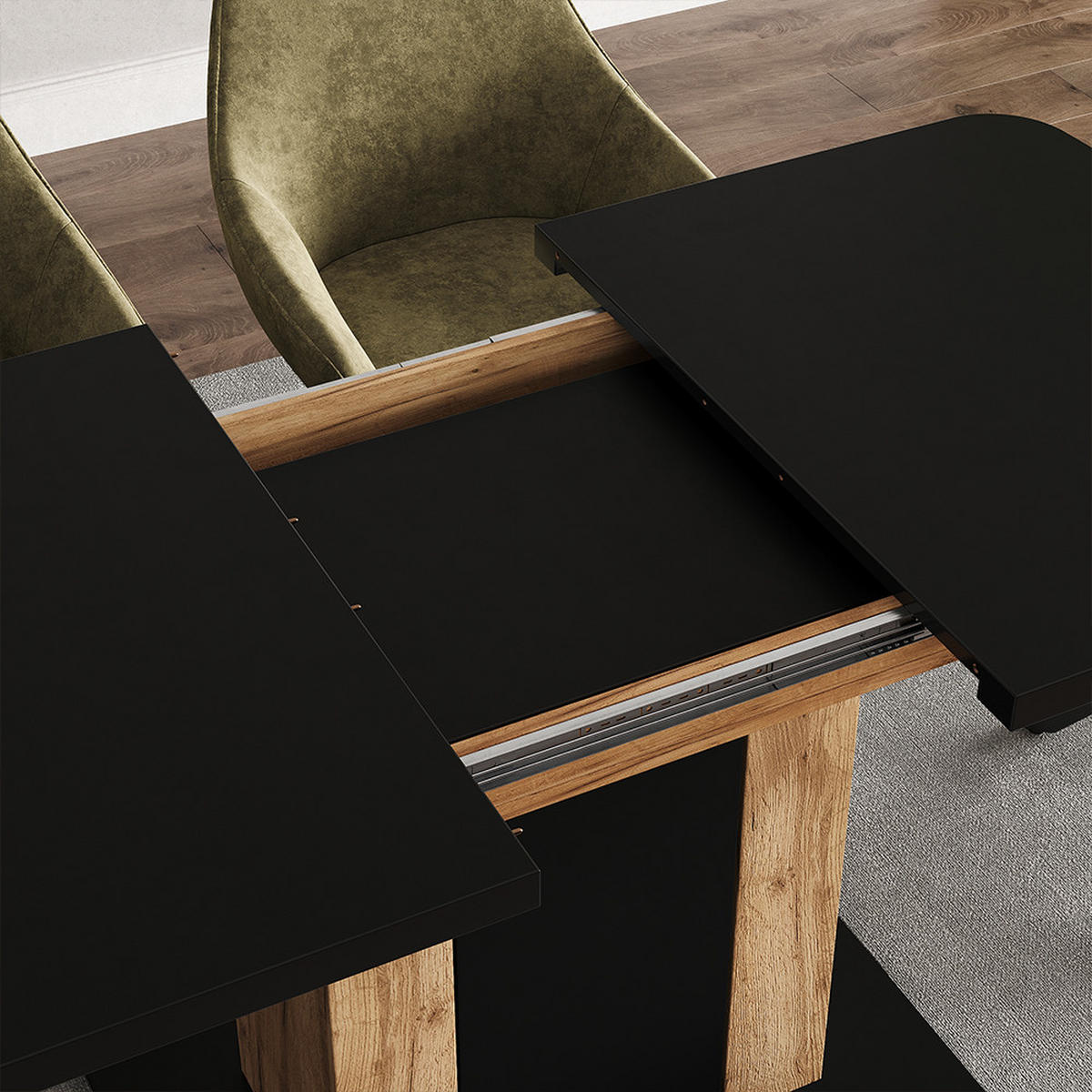 ESSTISCH Fenaro Schwarz/Goldkraft Eiche 120 x 80 cm - Honigeiche/Schwarz, Holzwerkstoff (80/120/76cm) - Vicco