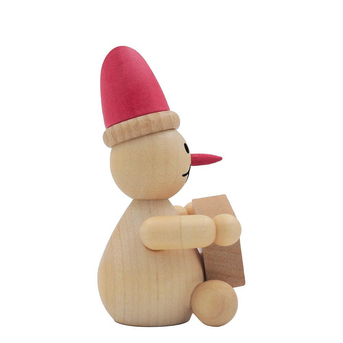 HOLZFIGUR Schneemann Junior Weihnachtswichtel sitzend 7 cm - Multicolor, Holz (4/7/0.1cm)