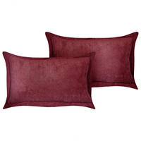 DEKOKISSEN CORD 2er-Set Burgunderrot 47/27 cm Zinnia - Weinrot, Textil (47/27cm) - Beliani