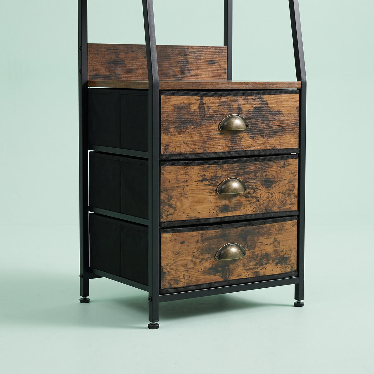 KOMODA vintage smeđa 3 ladice MDF - smeđa, drvni materijal/metal (40/72/29cm) - Relaxdays