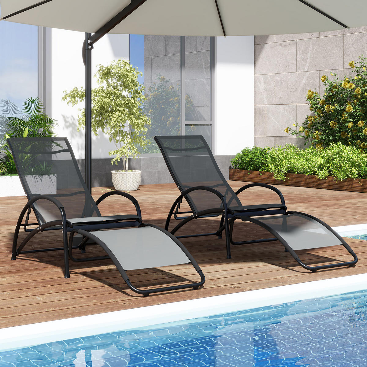 SCHAUKELSTUHL Grau - Grau, Metall (123/53/62cm) - COSTWAY