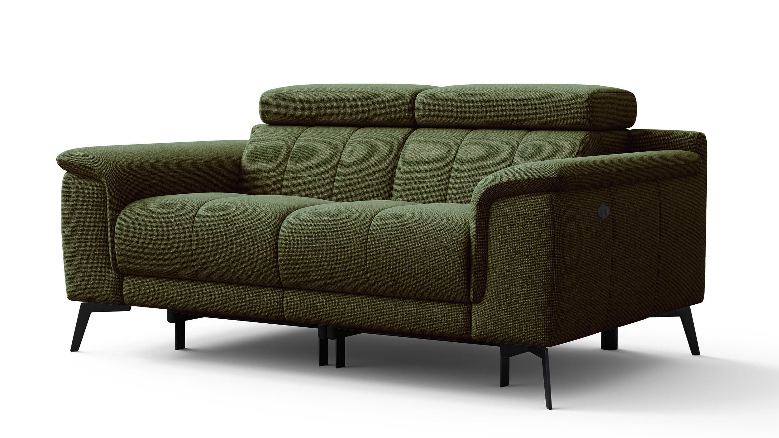 RELAXSOFA FIERO 2-Sitzer mit 2 Relaxfunktionen, olivgrün - Schwarz/Olivgrün, Holzwerkstoff/Textil (170/82/103cm) - Courtois Laville
