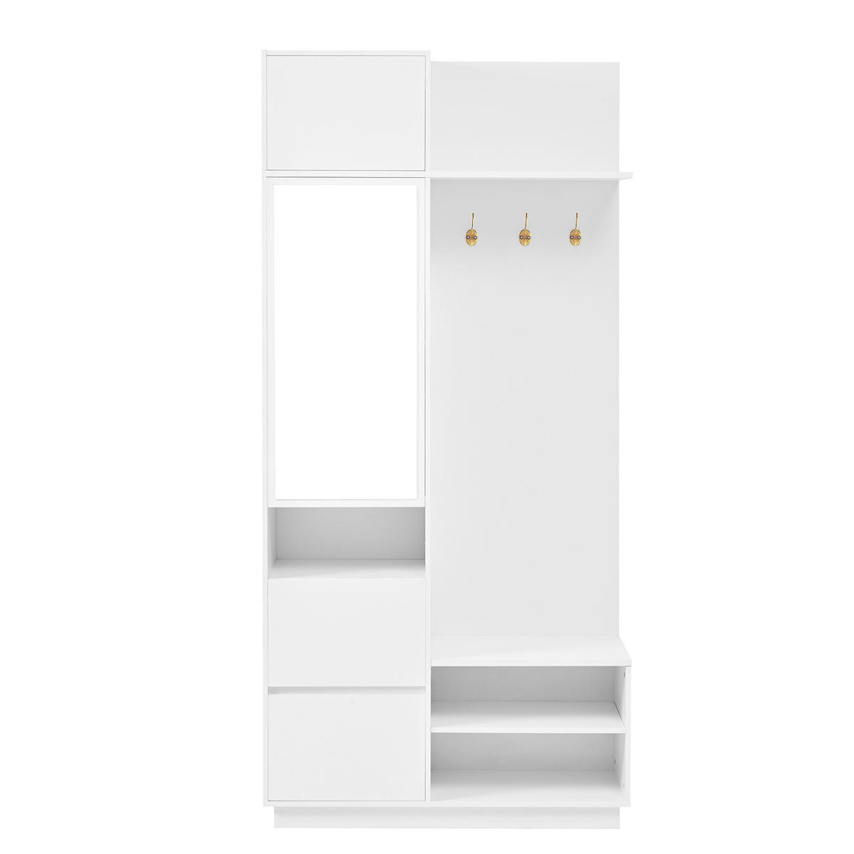 GARDEROBE Spiegel Sitzbank Schuhschrank - Weiß, Holz (90/190/34.5cm) - Fortuna Lai