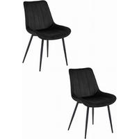 ESSZIMMERSTUHL Schwarzer Velours, geriffelte Rückenlehne, bequeme Sitzfläche - Schwarz, Textil (56/89/43cm) - Best For Home