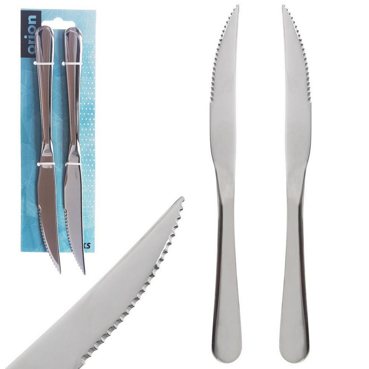 STEAK- UND BURGERMESSER Stahl 2 Stück. - Silberfarben, Metall (23cm) - Orion 