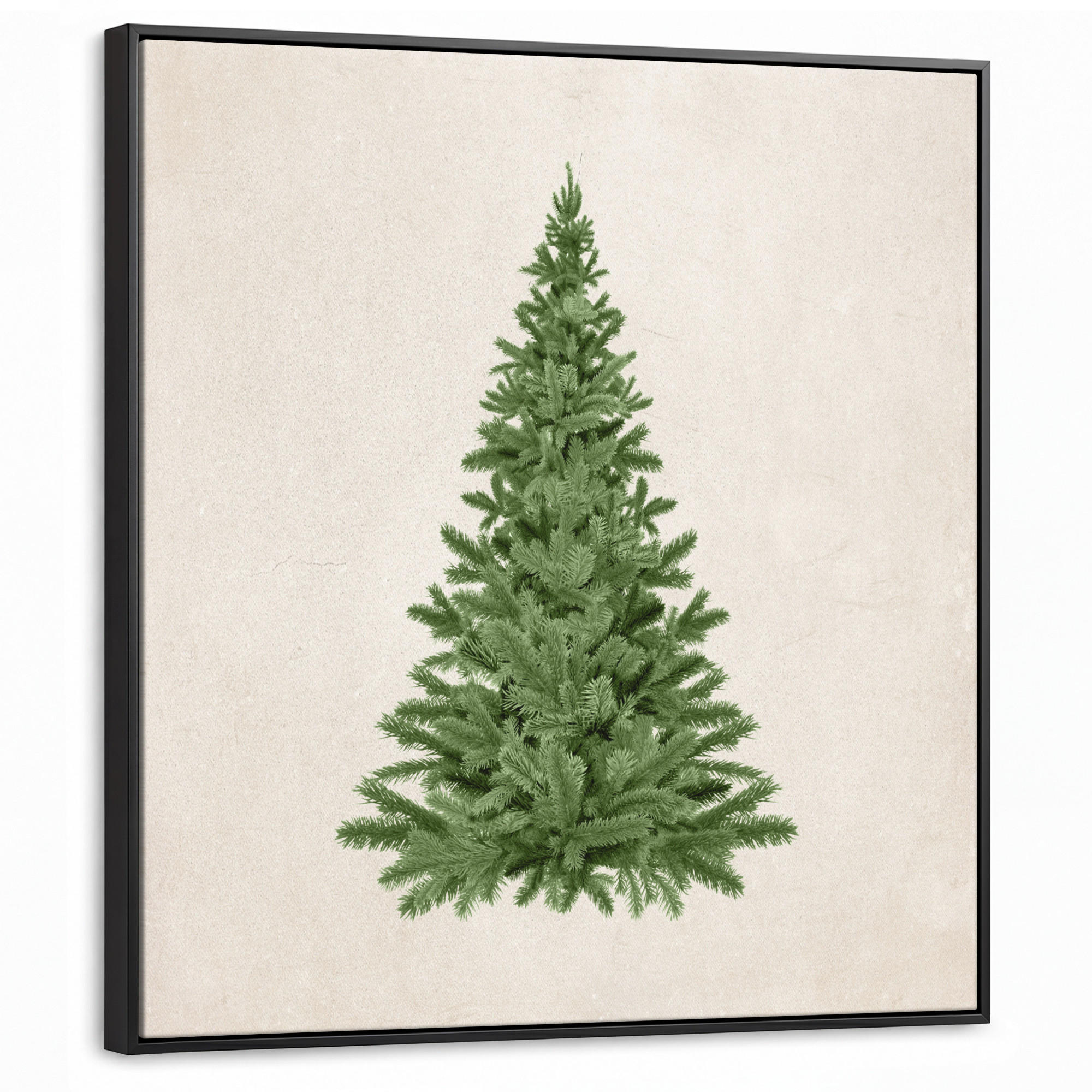 LEINWAND Bilder mit Rahmen - Weihnachtsbaum - Grün - Weihnachten - Feiertage - 90x90 - Olivgrün, Textil (90/90cm) - MuchoWow