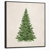 LEINWAND Bilder mit Rahmen - Weihnachtsbaum - Grün - Weihnachten - Feiertage - 90x90 - Olivgrün, Textil (90/90cm) - MuchoWow
