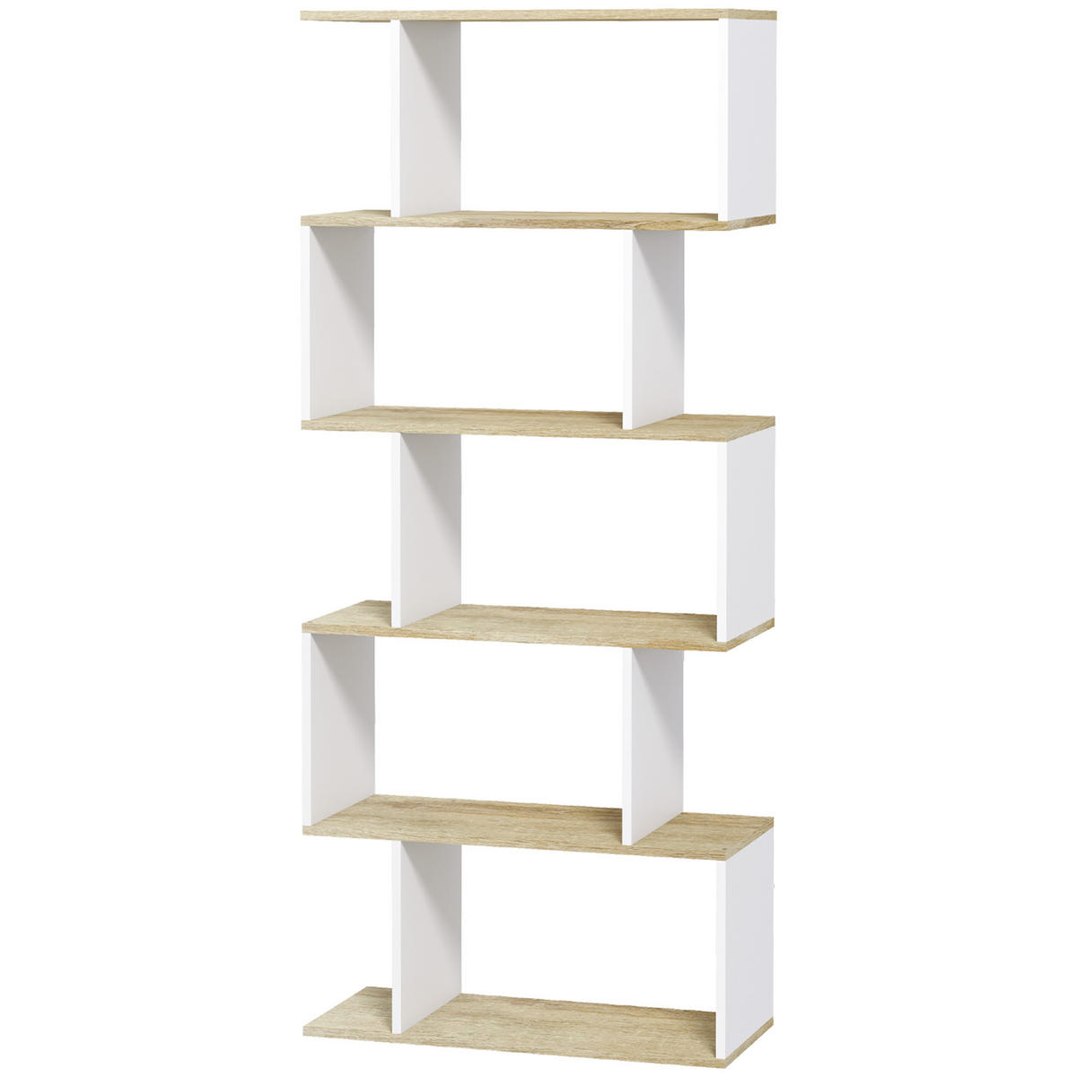REGAL DE-15509 70/29/163 cm, 5 Ebenen Holz/Weiß - Eichefarben, Holzwerkstoff (70/163/29.5cm) - ComfortXL
