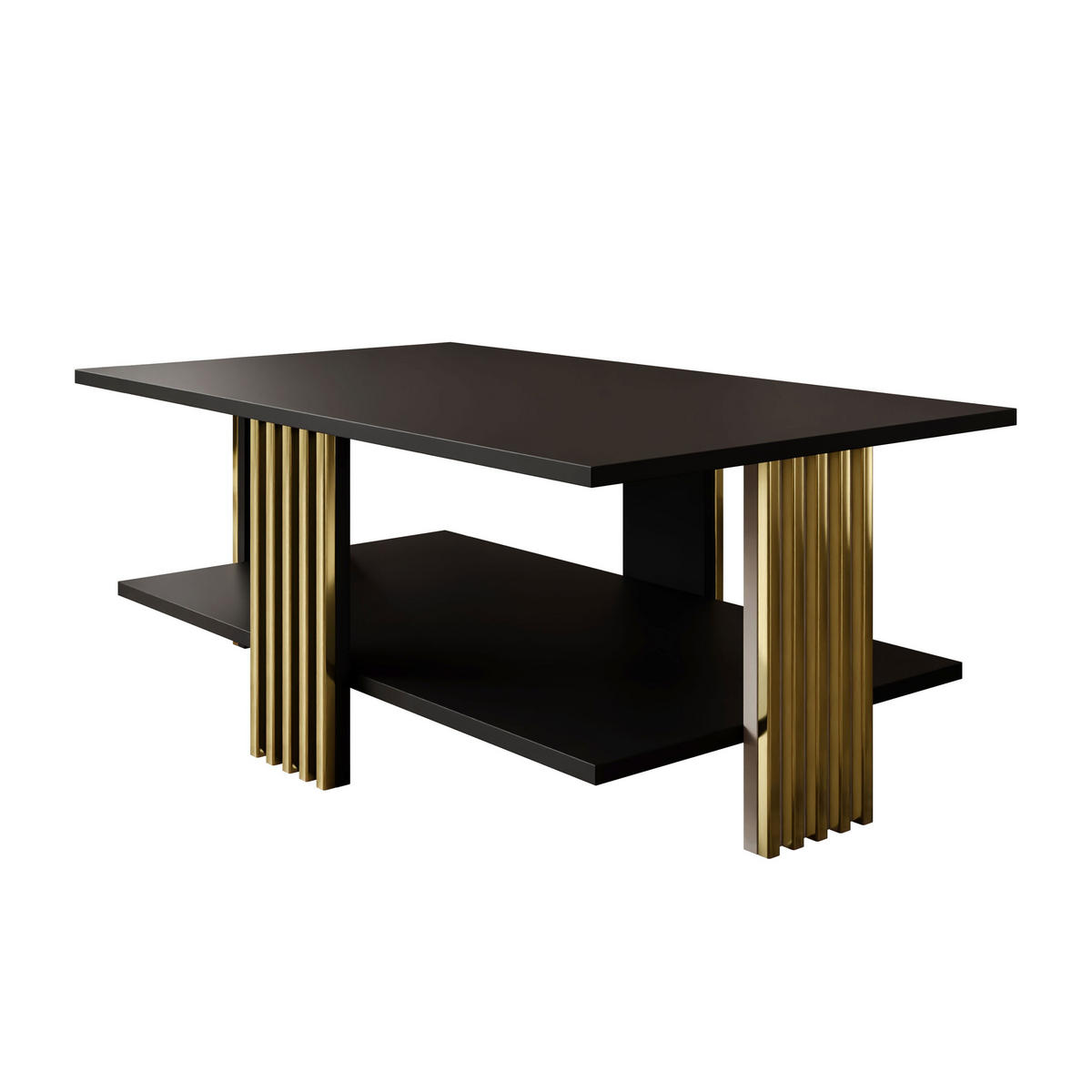 COUCHTISCH SAPHIRA GOLD mit Ablageboden, Schwarz Matt - Schwarz, Holzwerkstoff (60/100/40cm) - Lookway