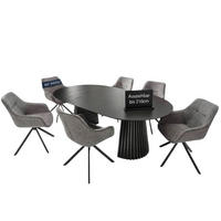 ESSZIMMER-SET San Carlo & Andria ausziehbar - Hellgrau/Schwarz, Holz/Metall (120/76/210cm) - Mr. Deko