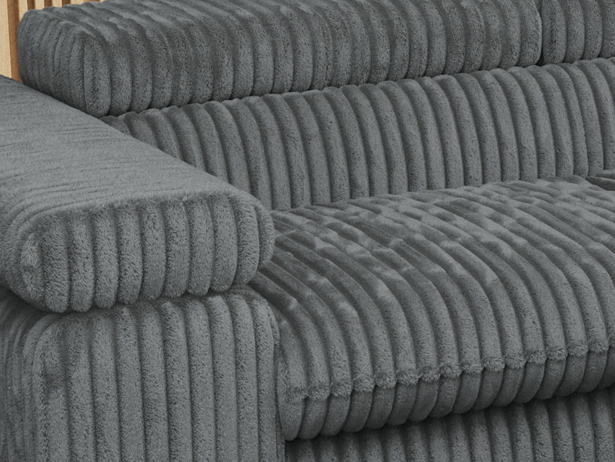 ECKSOFA PEDRO L Dunkelgrau Cord - Rechts Seite - Dunkelgrau/Schwarz, Textil/Metall (273/208cm) - MKS