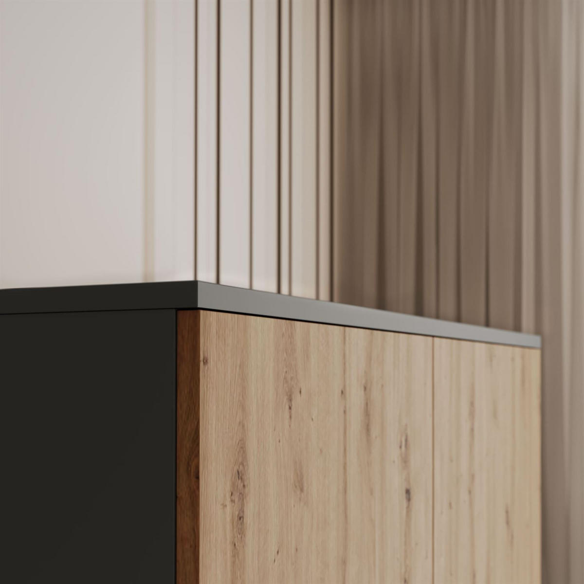 SCHRANK HANA SS-90 Artisan Eiche / Anthrazit - Eiche Artisan, Holzwerkstoff (90/180/50cm) - Lookway