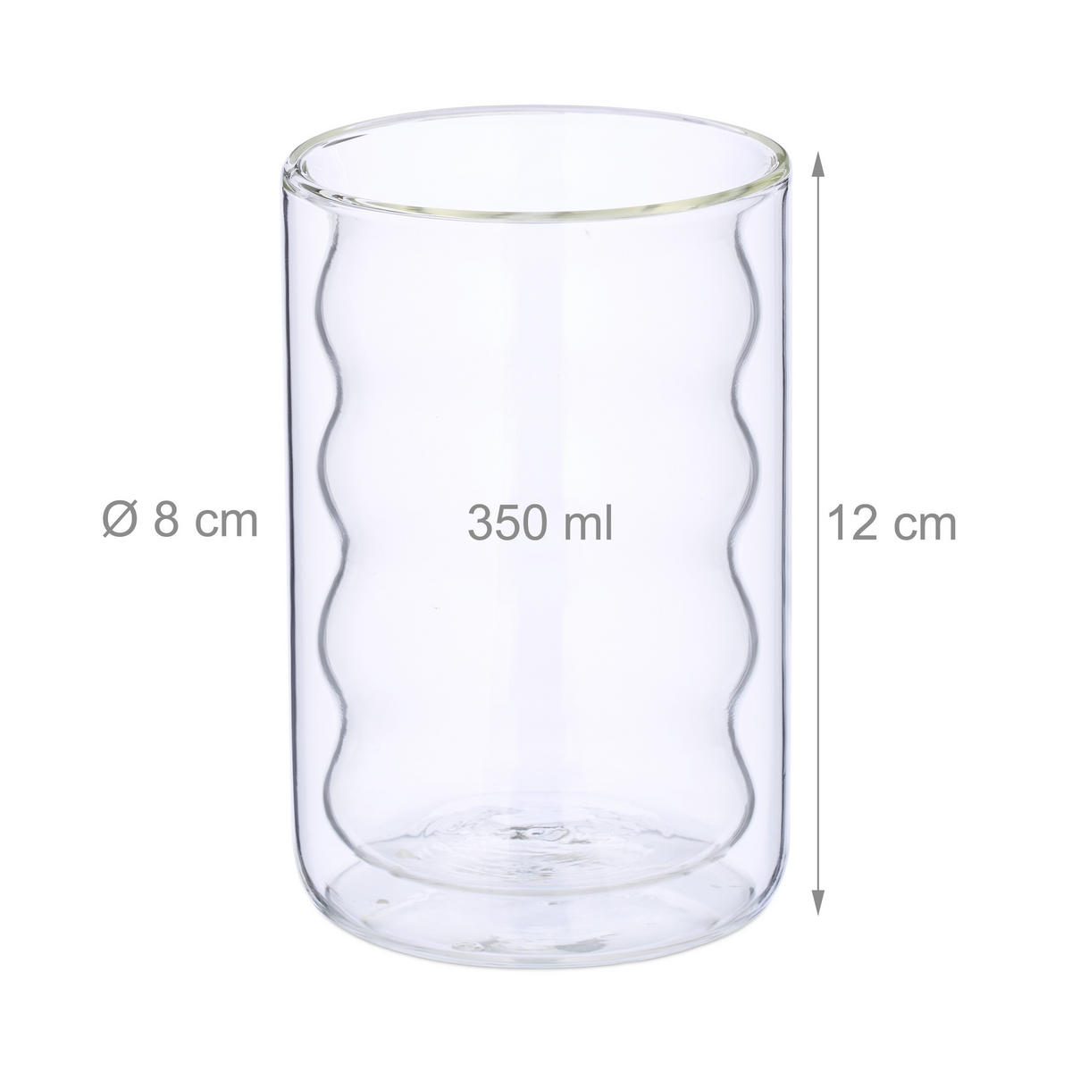 LATTE Macchiato Gläser - Transparent, Glas/Metall (8/12/8cm) - Relaxdays