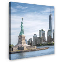 LEINWANDBILD New York - Freiheitsstatue - Wasser 20x20 cm - Hellblau, Textil (20/20cm) - MuchoWow