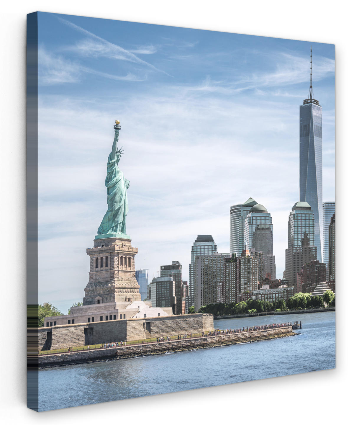 LEINWANDBILD New York - Freiheitsstatue - Wasser 20x20 cm - Hellblau, Textil (20/20cm) - MuchoWow