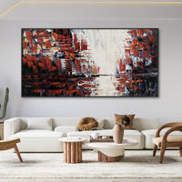 ÖLGEMÄLDE XXL Rot 200/100 cm - Rot/Weiß, Holz/Textil (6.68/100cm) - KUNSTLOFT