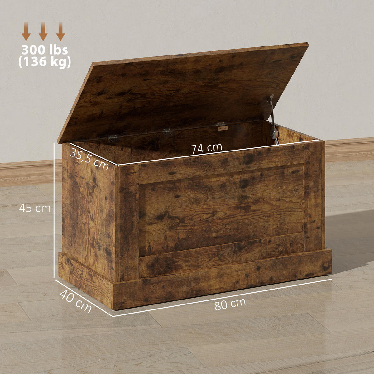 KISSENBOX DE-12530 80/40/45 cm Braun - Braun, Holzwerkstoff (40/45/80cm) - ComfortXL